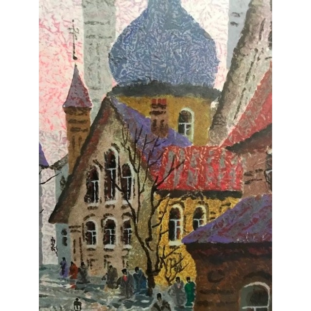 Black "Street of Old Warsaw" Signed by Ukrainian Anatole Krasnyansky 1994 183/350 Framed Limited Edition For Sale - Image 8 of 11