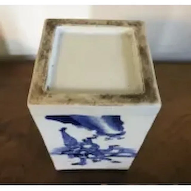 White Antique 19th Century Chinese Blue & White Porcelain Covered Brush Pot or Box For Sale - Image 8 of 13