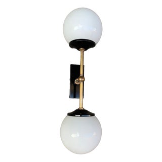 Sconce in Brass and Opaline Glass, 1940s For Sale