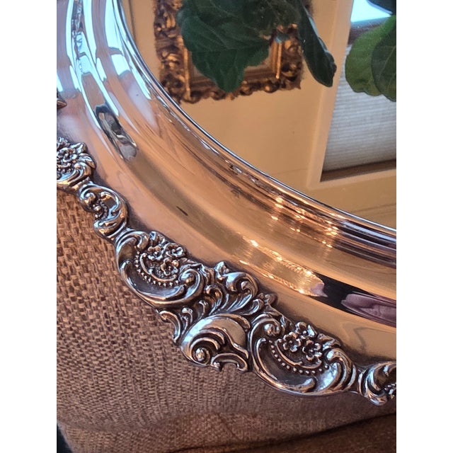 Baroque Fine Baroque Pattern Silver Plated Mirrored Plateau by Wallace For Sale - Image 3 of 10