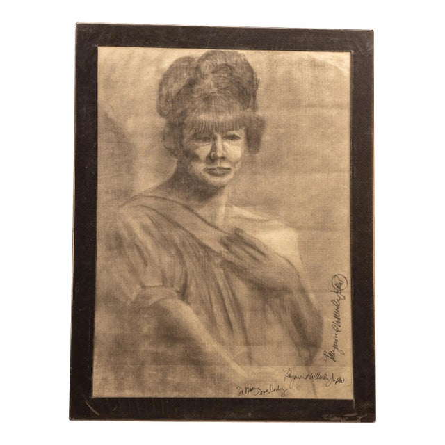 Circa 1970 Charcoal Illustration by Raymond Weiler For Sale