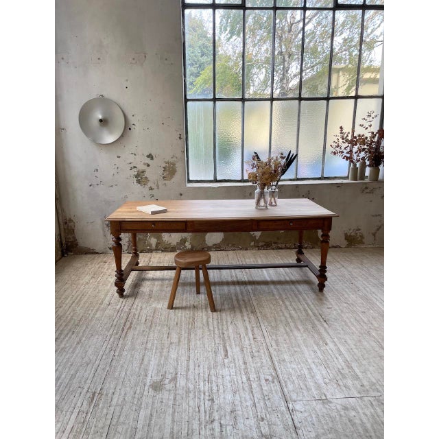 Wood Drapery Farmhouse Table in Walnut For Sale - Image 7 of 18