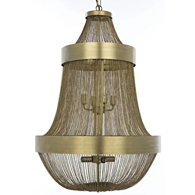 Mid-Century Modern NOIR Pavilion Chandelier, Metal with Brass Finish For Sale - Image 3 of 4
