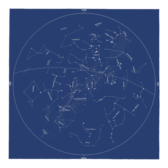 Square Vintage Minimal Star Map With Constellations For Sale