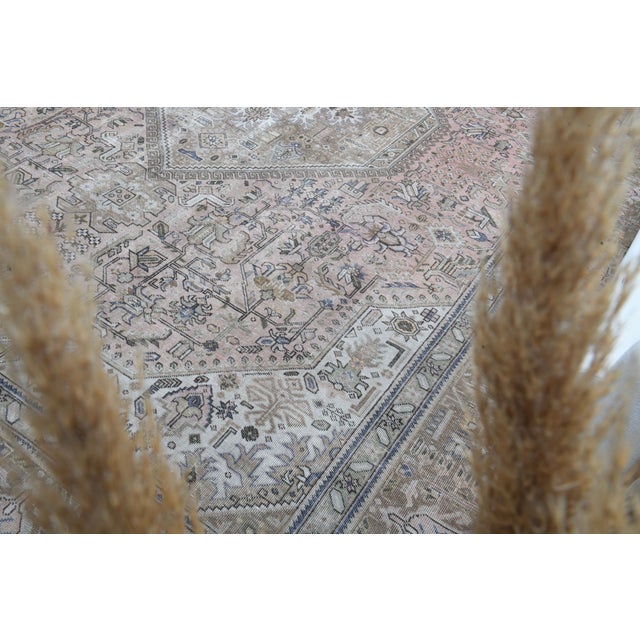 1970s Vintage Persian Handmade Wool Cotton Light Brown Area Rug For Sale - Image 10 of 11