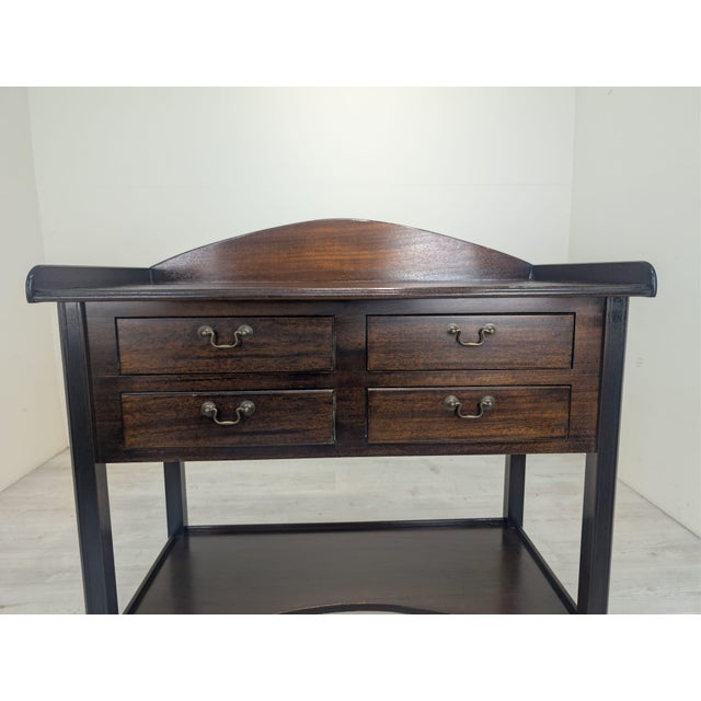 Wooden Desk in Mahogany with Brass Handles, 1960s For Sale - Image 9 of 13