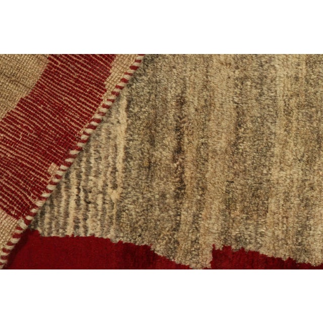 1950s Vintage Gabbeh Runner in Beige-Brown Open Field With Red Border For Sale In New York - Image 6 of 7