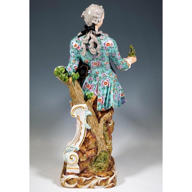 Large Gardener Figurines attributed to Kaendler & Schoenheit for Meissen, 1860s, Set of 2 For Sale - Image 12 of 17