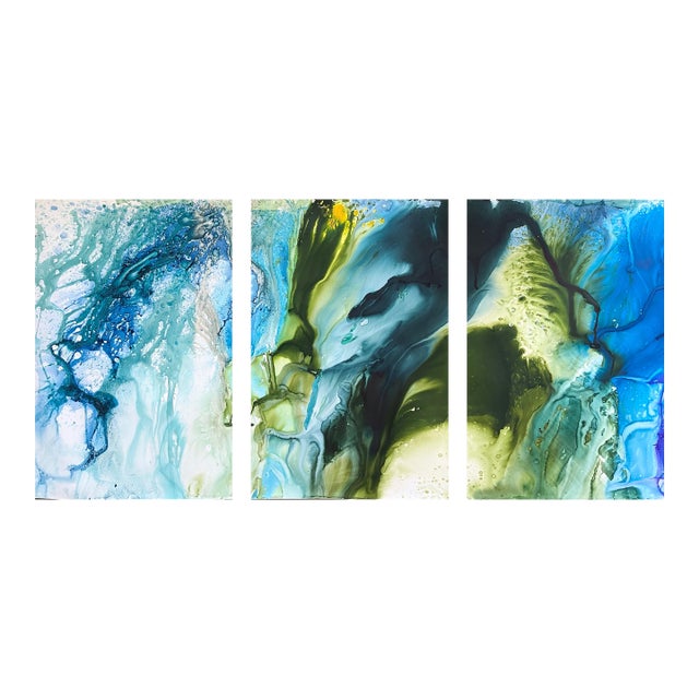 Contemporary Abstract Ink on Paper "Bois De Boulogne 2 (Triptych)" by Martin Reyna For Sale