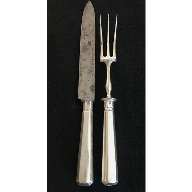 Early Silver Two Piece British Serving Set. Some staining on the blade, monogrammed. Gorgeous! DETAILS Country: UK...