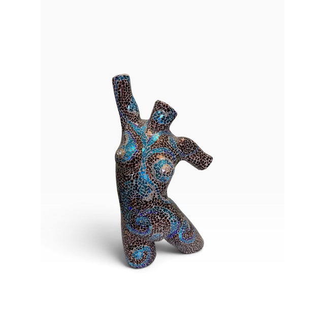 Captivate your space with this dazzling, large-scale contemporary mosaic female torso sculpture titled "Bronzed Beauty."...