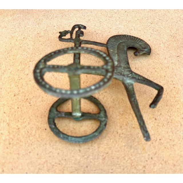 Metal Vintage Verdigris Patina Brass Etruscan Roman Chariot Statue For Sale - Image 7 of 9