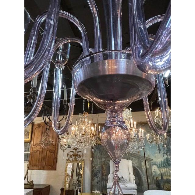 Early 21st Century Modern Lavender Murano Glass 10 Arm Chandelier For Sale - Image 5 of 9