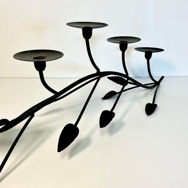 1980s Vintage Italian Brutalist Giacometti Style Tabletop Candelabra - 5 Taper Cups. For Sale - Image 10 of 12