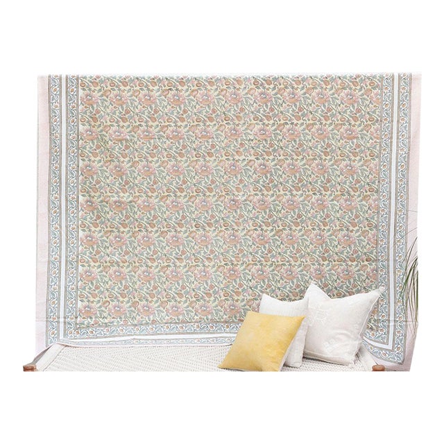 Rajastani Desert, Hand Blockprint Cotton Coverlet For Sale