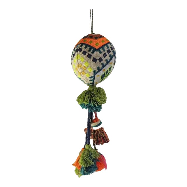 Indian Woven Christmas Tree Ornament With Hanging Tassels For Sale