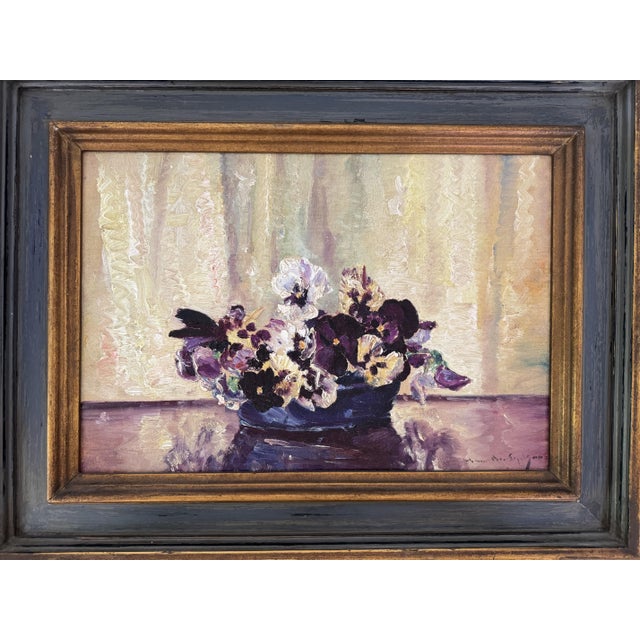 Beautiful still life of Pansies by Johann Berthelsen (1883-1972) Johann Berthelsen's paintings of New York City are his...