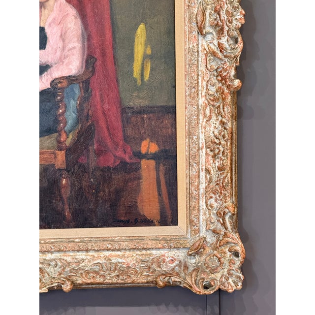 Early 20th Century Oil Portrait of a Young Lady, Dated 1914 For Sale - Image 4 of 8