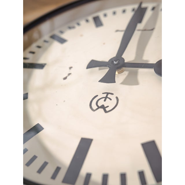 Black Industrial Factory Wall Clock by Carl Theodor Wagner, Germany For Sale - Image 4 of 14