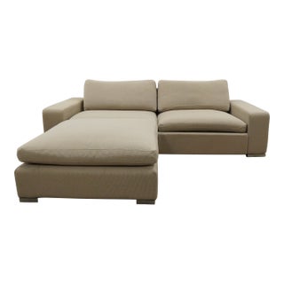 Attributed Minotti Italian Modern Sofa and Chaise Ottoman For Sale