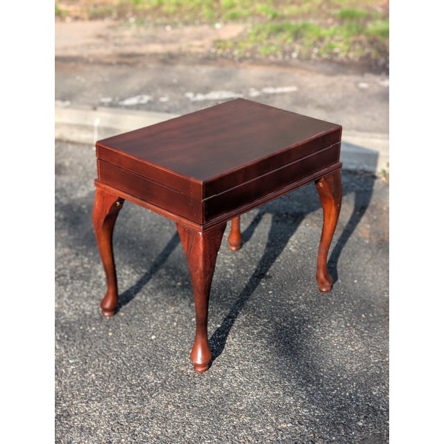Vintage Queen Anne Style Wood Cutlery Canteen Table With Cabriole Legs For Sale - Image 10 of 11