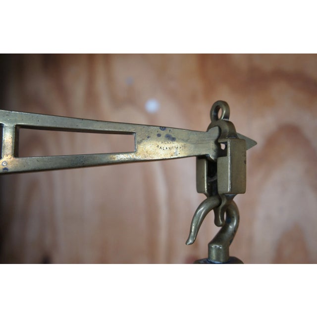 Metal Antique Bayliss & Co 19th Century English Brass Apothecary Counter Scale Balance For Sale - Image 7 of 11