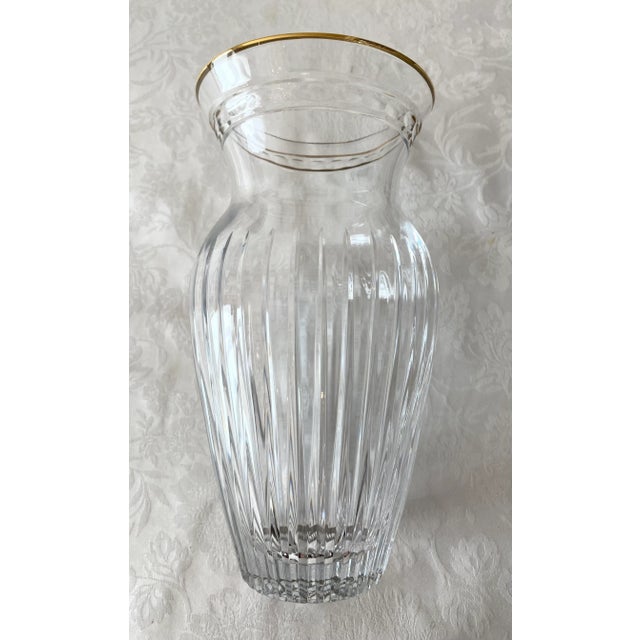 Waterford Clear Crystal With Gold Rim Marquis Hanover Gold Vase Mint Condition For Sale - Image 11 of 12