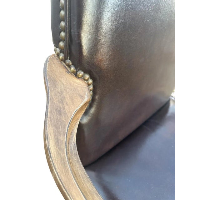 Vintage Executive Desk Chair With Nailhead Trim - Late 20th Century For Sale - Image 4 of 4