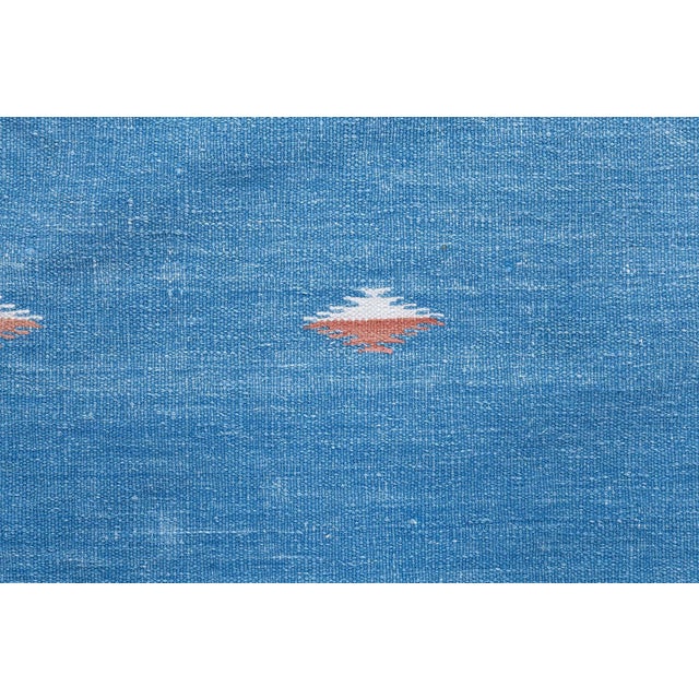 English Doris Leslie Blau Vintage Indian Dhurrie Light Blue Flatweave Cotton Rug For Sale - Image 3 of 10