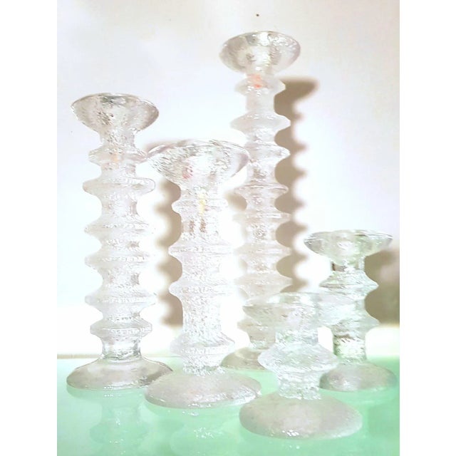 Iittala Finnish Festivo Glass Candleholders by Timo Sarpaneva for Iittala, Set of 5 For Sale - Image 4 of 4