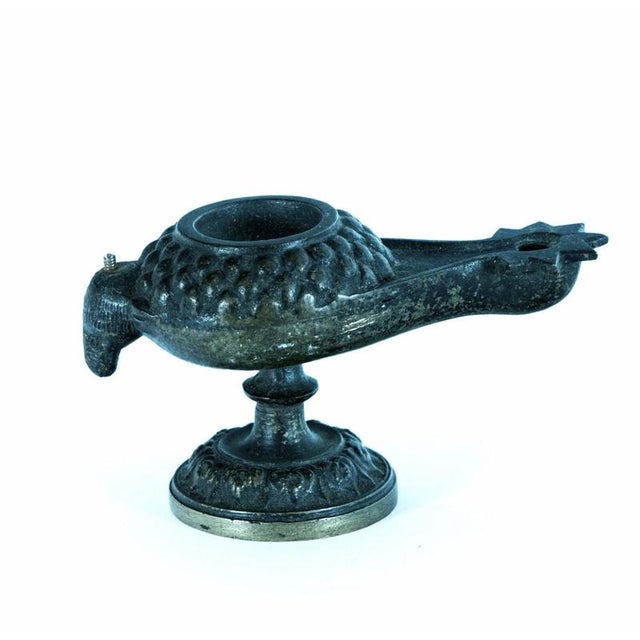 18th Century Greek Copper Alloy Bird-Form Oil Lamp on Pedestal Base For Sale - Image 3 of 6