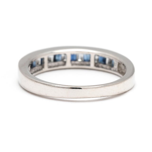 Early 21st Century 0.61ctw Baguette Diamond & Sapphire Band Ring, 14k White Gold, Ring Size 7 For Sale - Image 5 of 8