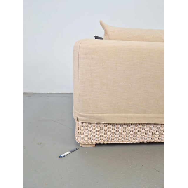Modern Outdoor Wicker Linen Sofa by DFN SRL for Dolcefarniente Leda, Italy For Sale - Image 12 of 16
