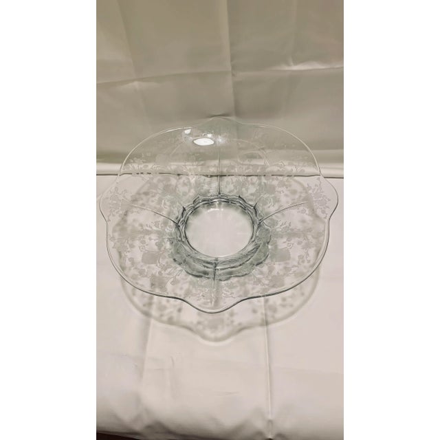 Glass Crystal 1940’s Etched Fruit Bowl For Sale - Image 7 of 8