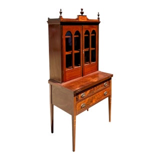 Vintage Marquetry Secretary Desk For Sale