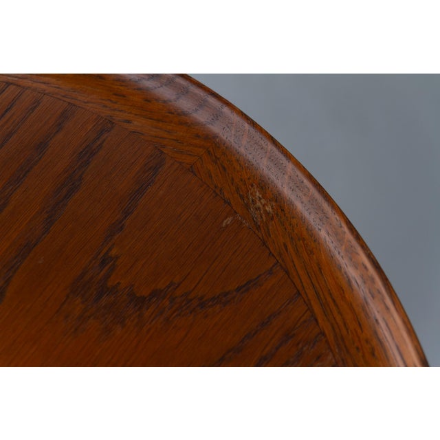 Danish Round Tripod Side Table in Stained Oak by Anton Kildeberg, 1960s For Sale - Image 11 of 17