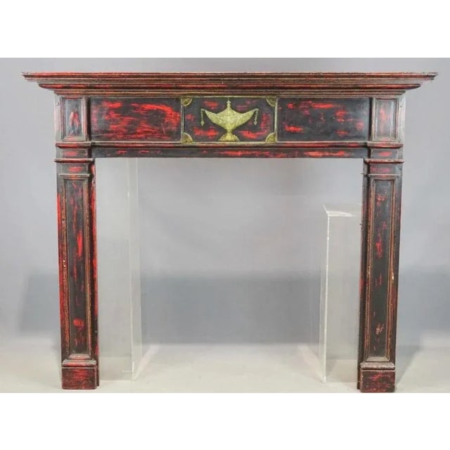 Early 19th Century Antique 19th Century Painted Neoclassical Greek Revival Fireplace Mantel For Sale - Image 5 of 5