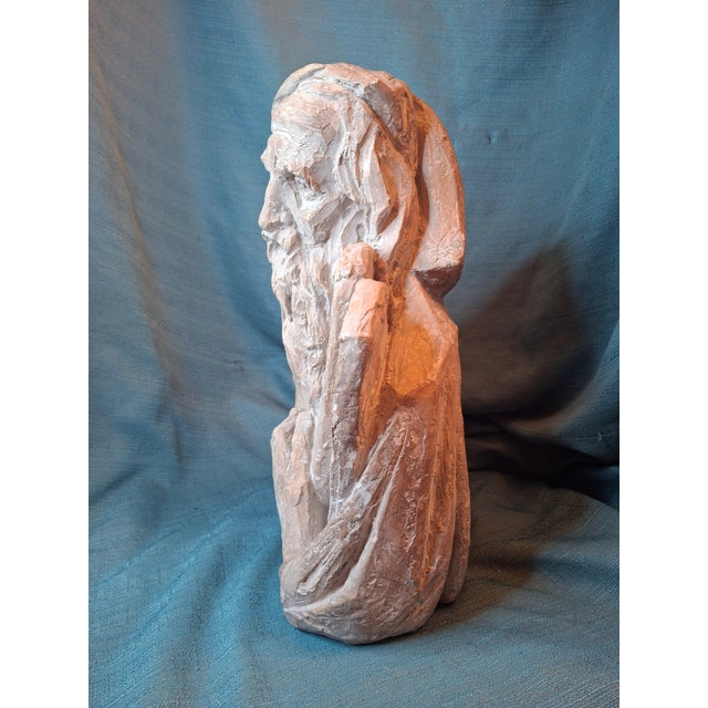 Beige Vintage 1967 Arnold Bergier Moses Ten Commandments Sculpture Austin Productions MCM Bust For Sale - Image 8 of 14