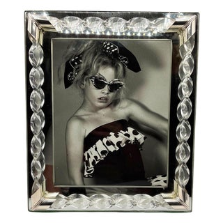 Mid 20th Century 8"x10" Mirrored Tabletop Picture Frame W/ Lucite Cane Borders For Sale