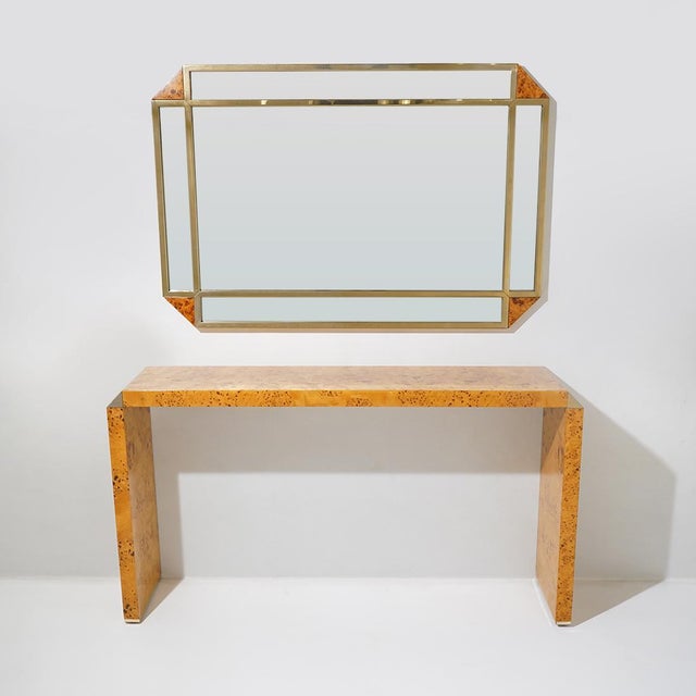 Modern Console Table with Mirror in Briar Root by Mario Falcone for Fratelli Turri, 1970s, Set of 2 For Sale - Image 3 of 16