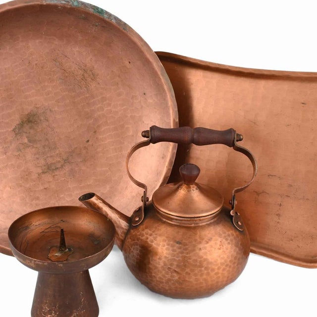 Vintage Hammered Copper Set by Eugen Zint, Germany, 1950s, Set of 4 For Sale - Image 3 of 5