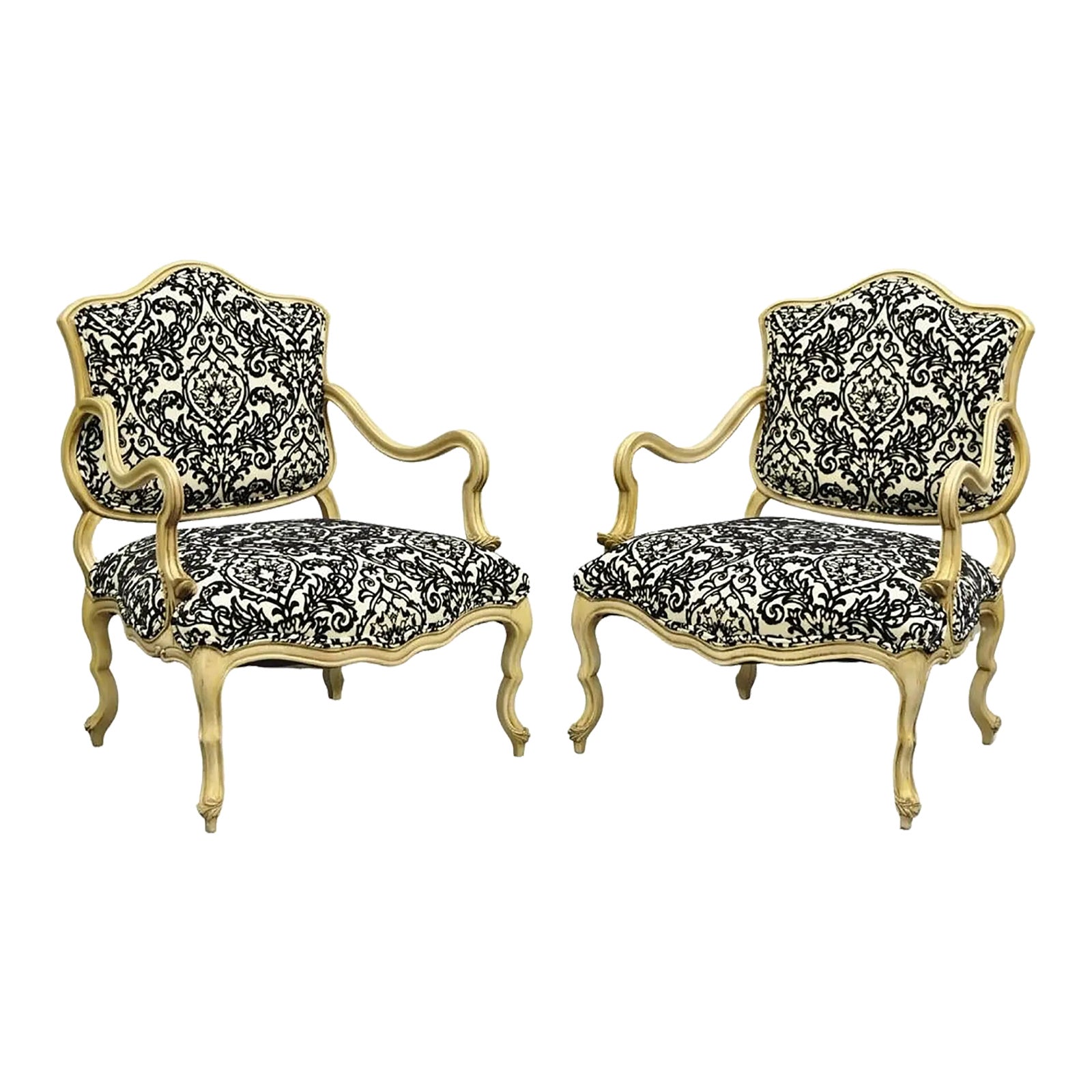 Late 20th Century Hollywood Regency Carved Wood Low Cream Painted ...