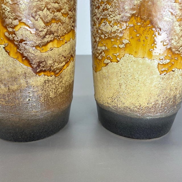 Pottery Fat Lava Desert Vases attributed to Scheurich, Germany, 1970s, Set of 2 For Sale - Image 13 of 18