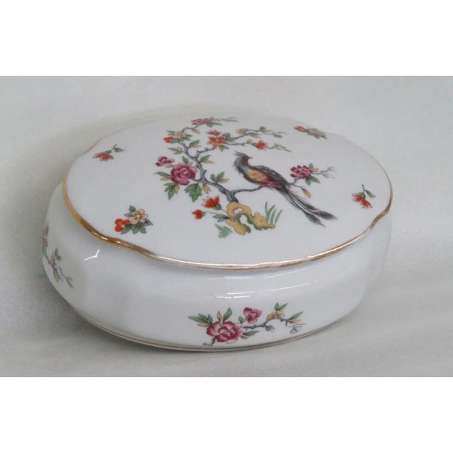 Limoges Porcelain Flower Bird Decoration Large Dresser Vanity Jewelry Box For Sale - Image 11 of 13