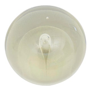 Vintage Art Glass Iridescent Inclusion Round Glass Ball Sculpture, Signed For Sale