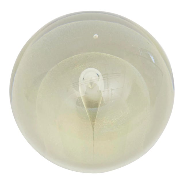Vintage Art Glass Iridescent Inclusion Round Glass Ball Sculpture, Signed For Sale
