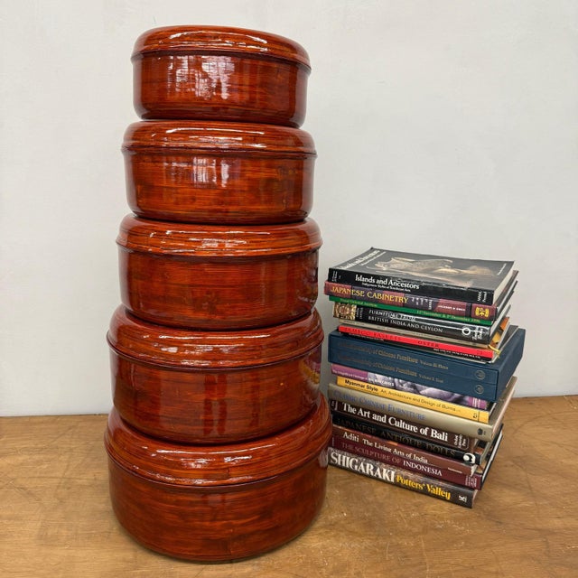 "About This Piece About This Piece This vintage Japanese lacquerware set features a striking collection of nesting bowls...