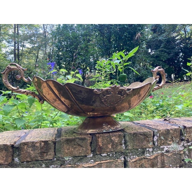 1940s Scrolled Turkish Brass Compote for the Holiday Table For Sale - Image 4 of 9