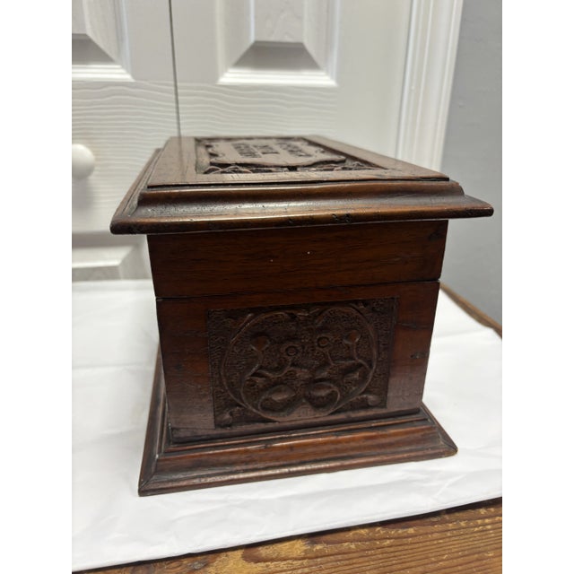 Vintage English Carved Wood Humidor For Sale - Image 11 of 12