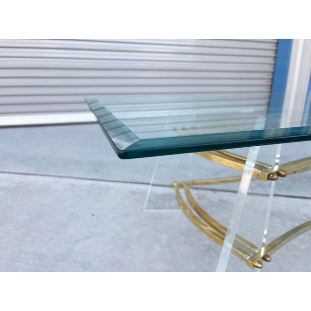 Metal 1970s Mid Century Lucite and Glass Coffee Table Styled After Charles Hollis Jones For Sale - Image 7 of 13